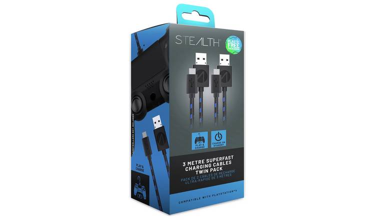 STEALTH PS4 twin charge cables 3m - British product