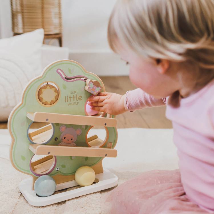 Our Little World wooden sensory tree ball run - British product