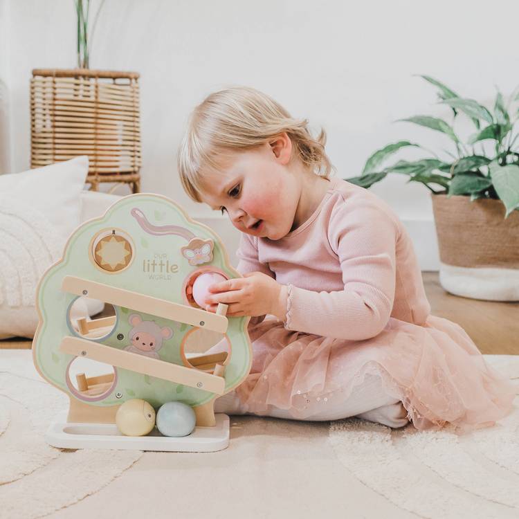 Our Little World wooden sensory tree ball run - British product