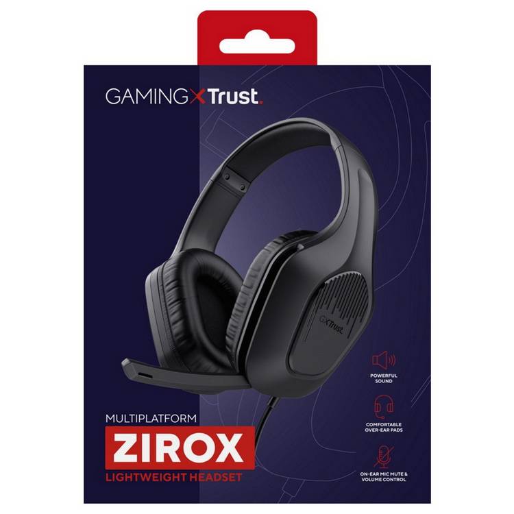 GXTrust Zirox black over-ear gaming headset (British brand)