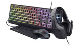 GXTrust Quadrox 4-in-1 gaming bundle with keyboard mouse headset mat - British product