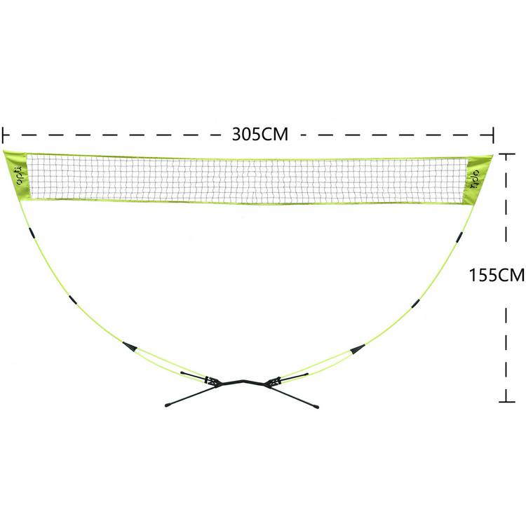 Opti badminton set pop-up net 10ft racquets shuttlecocks, UK version