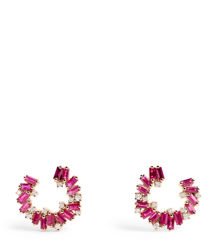 Suzanne Kalan Frenzy spiral earrings with rubies and diamonds (British brand)