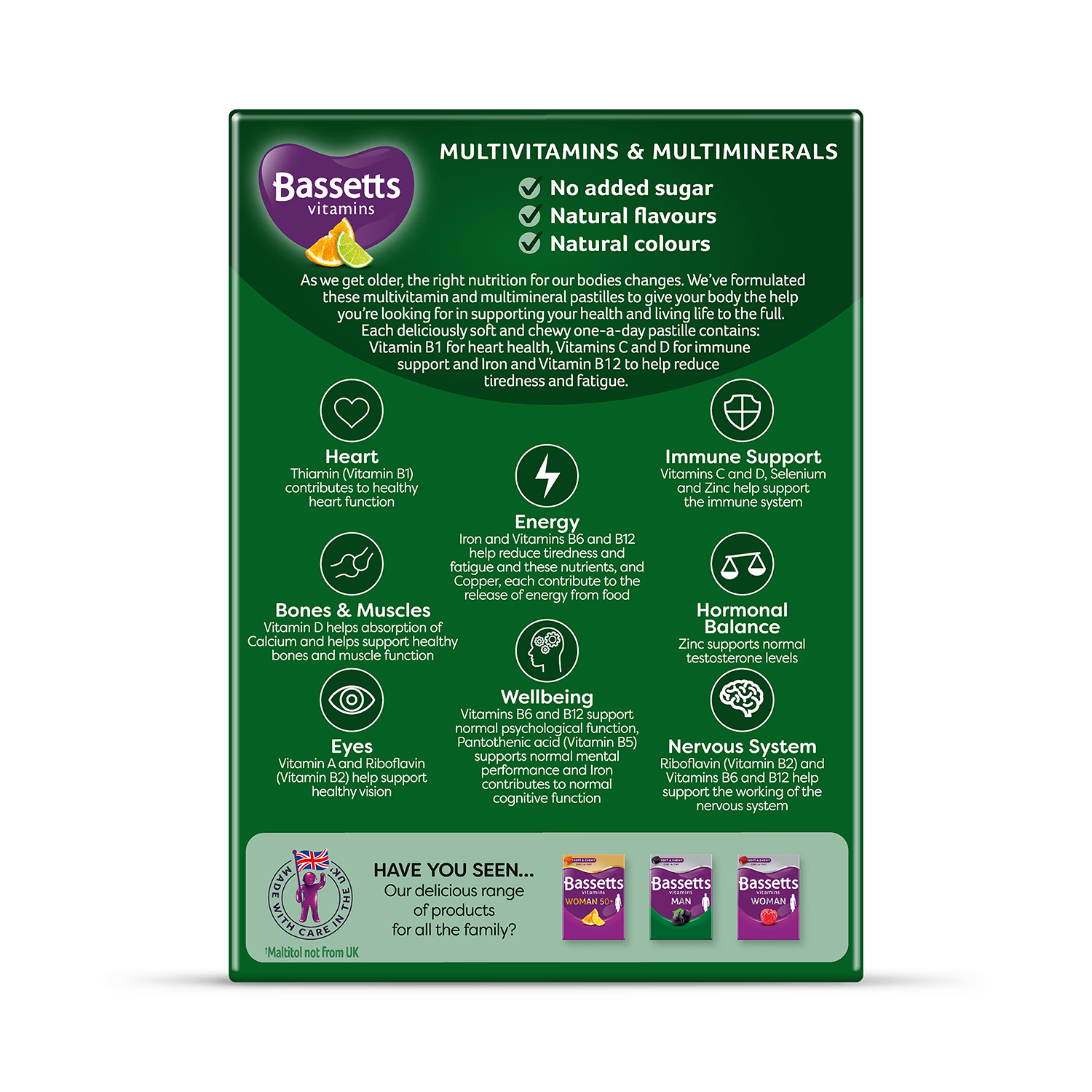 Bassetts Man 50+ multivitamin pastilles orange lime 30 (British brand)