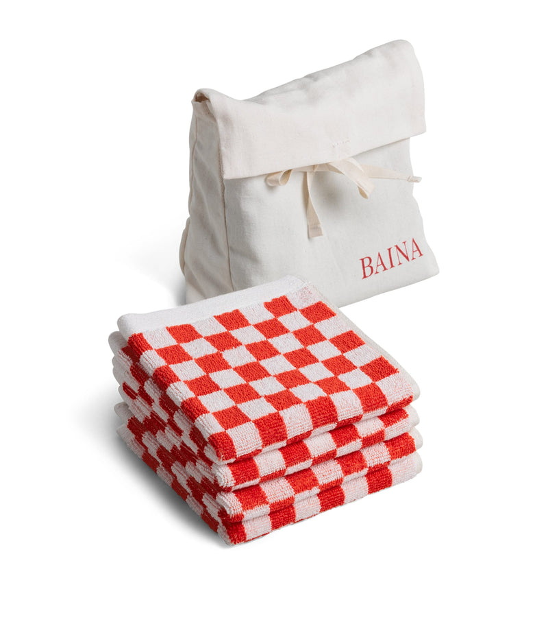 BAINA Check Quill facecloths 30cm x 30cm - British product