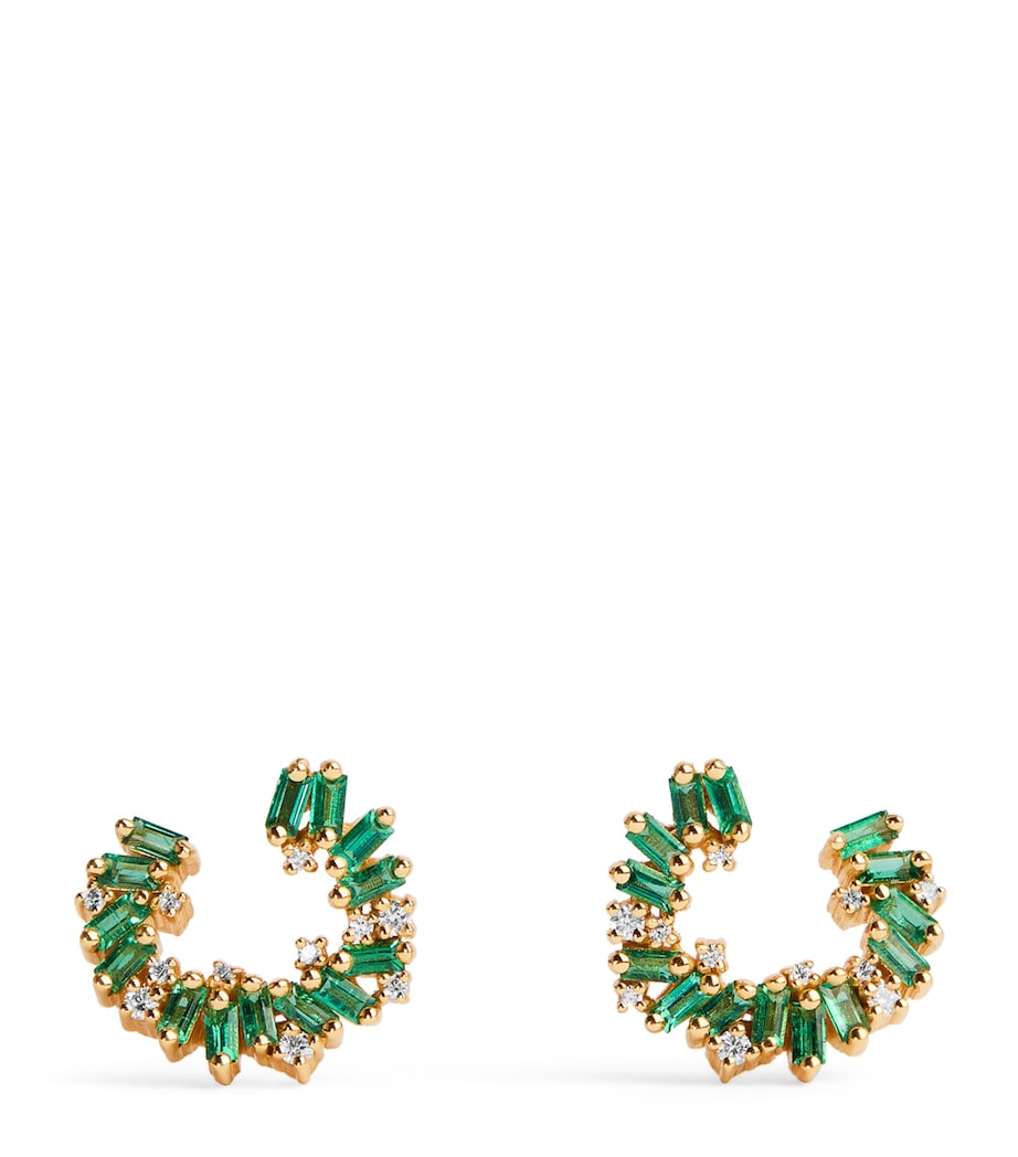 Suzanne Kalan Frenzy spiral emerald diamond earrings (British brand)