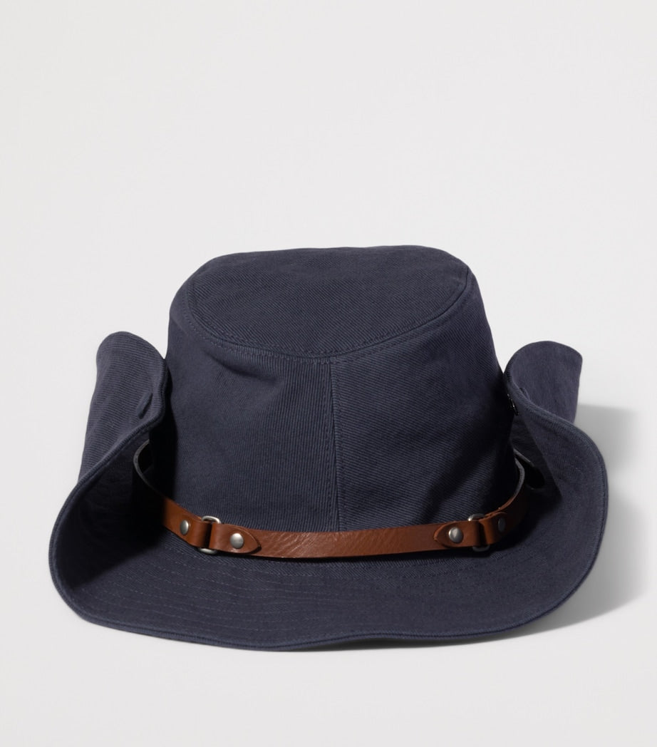 Miu Miu Drill Cowboy Hut mit besticktem Logo, UK Version