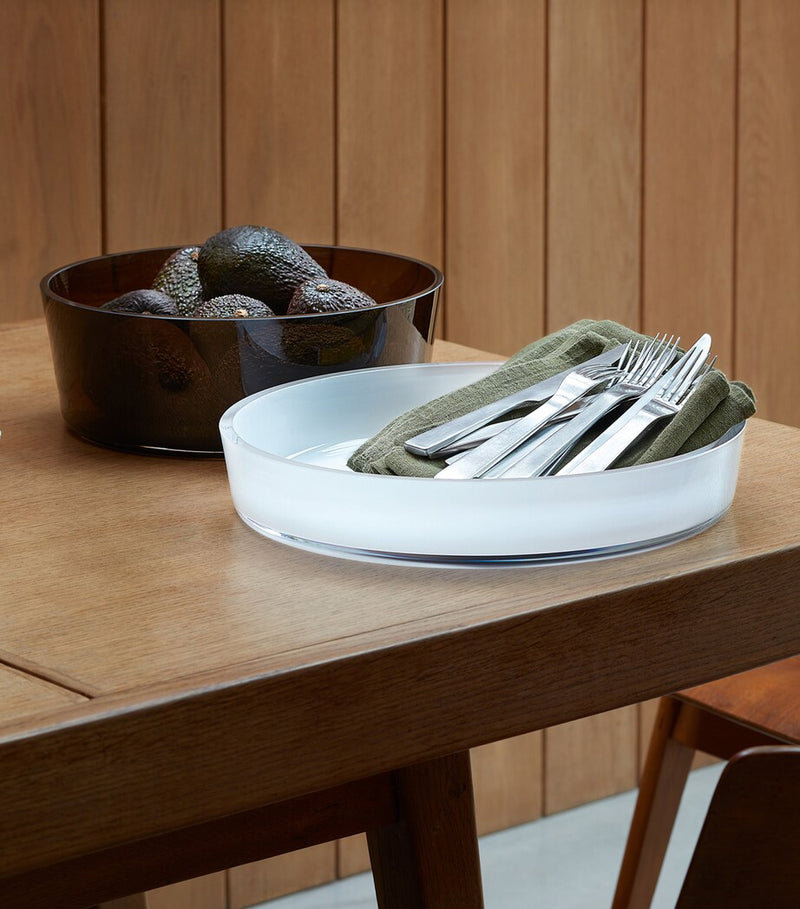 LSA International glass collective low bowl, 35cm diameter, UK version