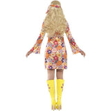 Smiffys flower hippie costume multi-coloured dress headscarf medallion, imported from the UK
