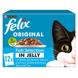 Felix Cat Food Fish Selection In Jelly 12 X 100G  Cat pouches & trays Sainsburys   