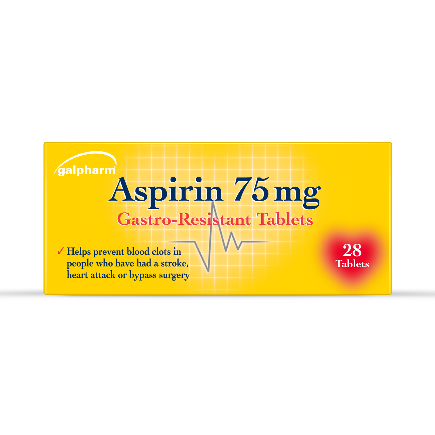 Galpharm Aspirin 75mg tablets 28 tablets, imported from the UK