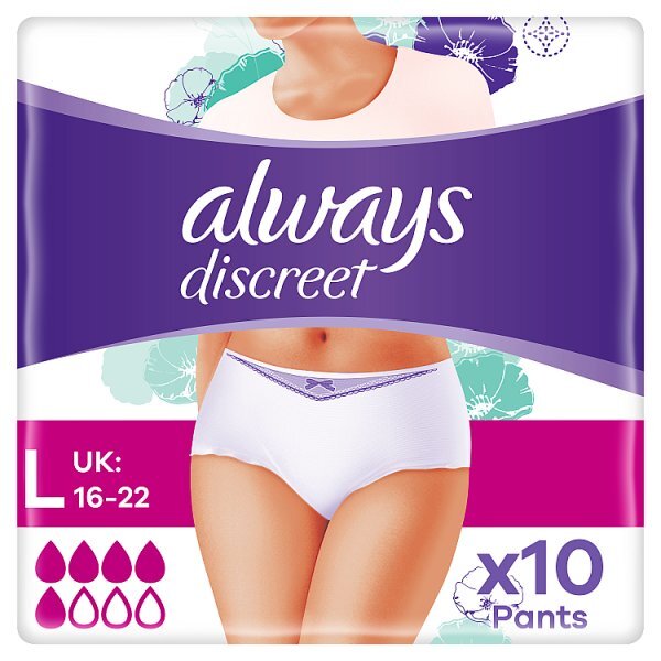 Always Discreet Underwear Incontinence Pants Normal Large 10 GOODS Superdrug   