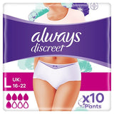 Always Discreet Underwear Incontinence Pants Normal Large 10 GOODS Superdrug   