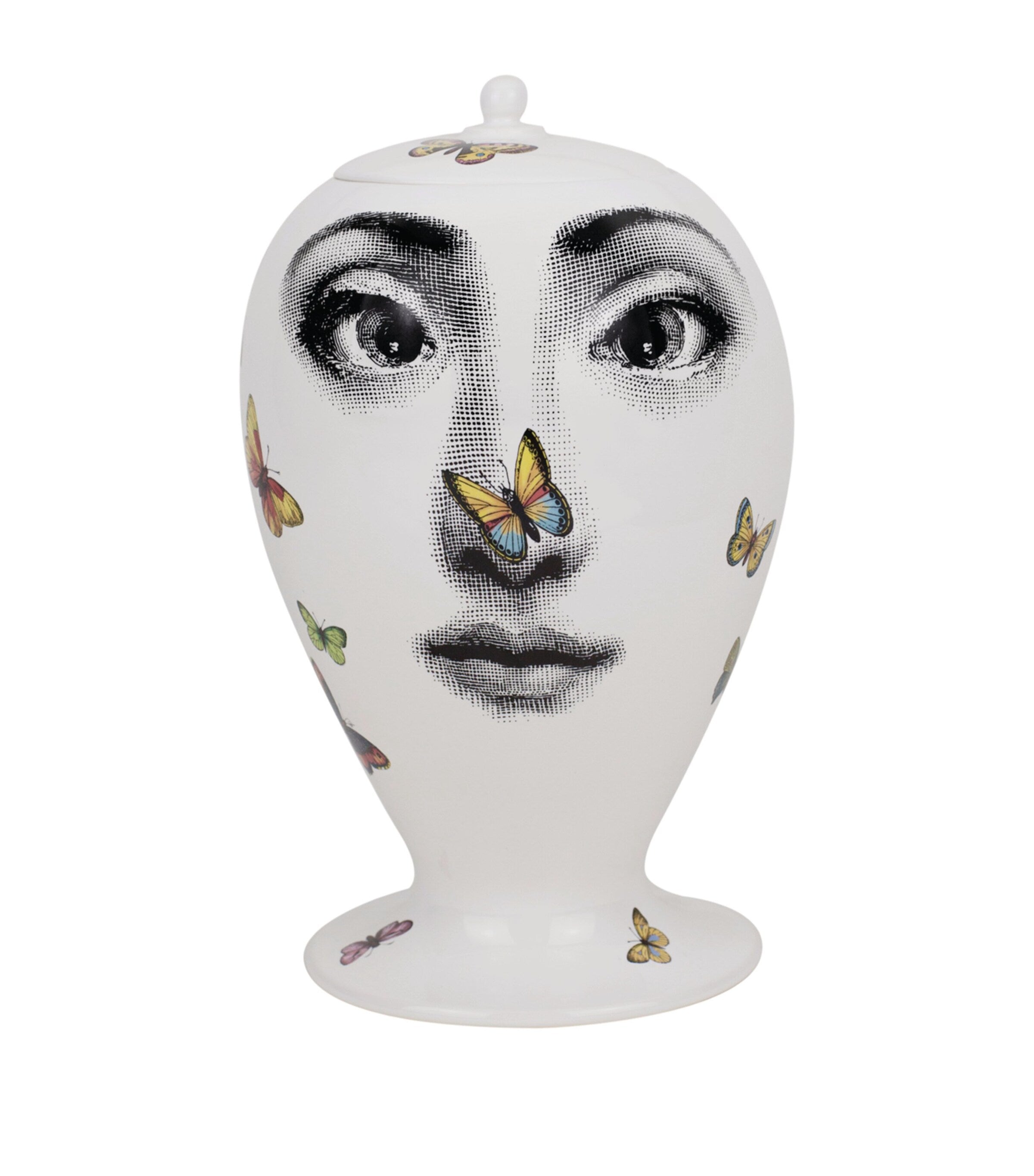 Fornasetti butterfly porcelain vase with operatic portrait, 30cm - British product