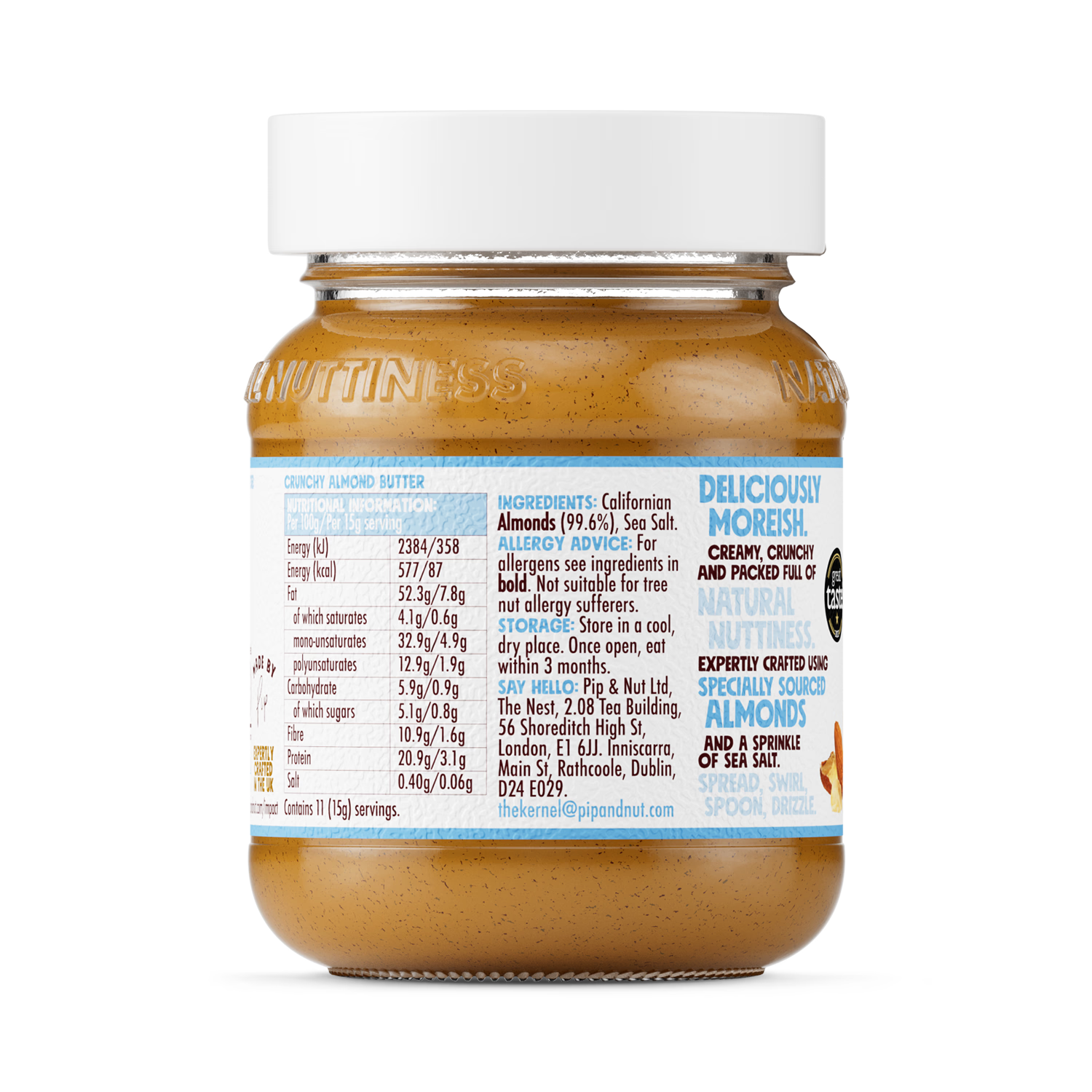 Pip & Nut crunchy almond butter 170g - British product