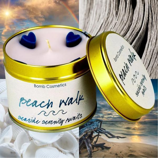 Bomb Cosmetics Beach Walk candle tin 180g, imported from the UK