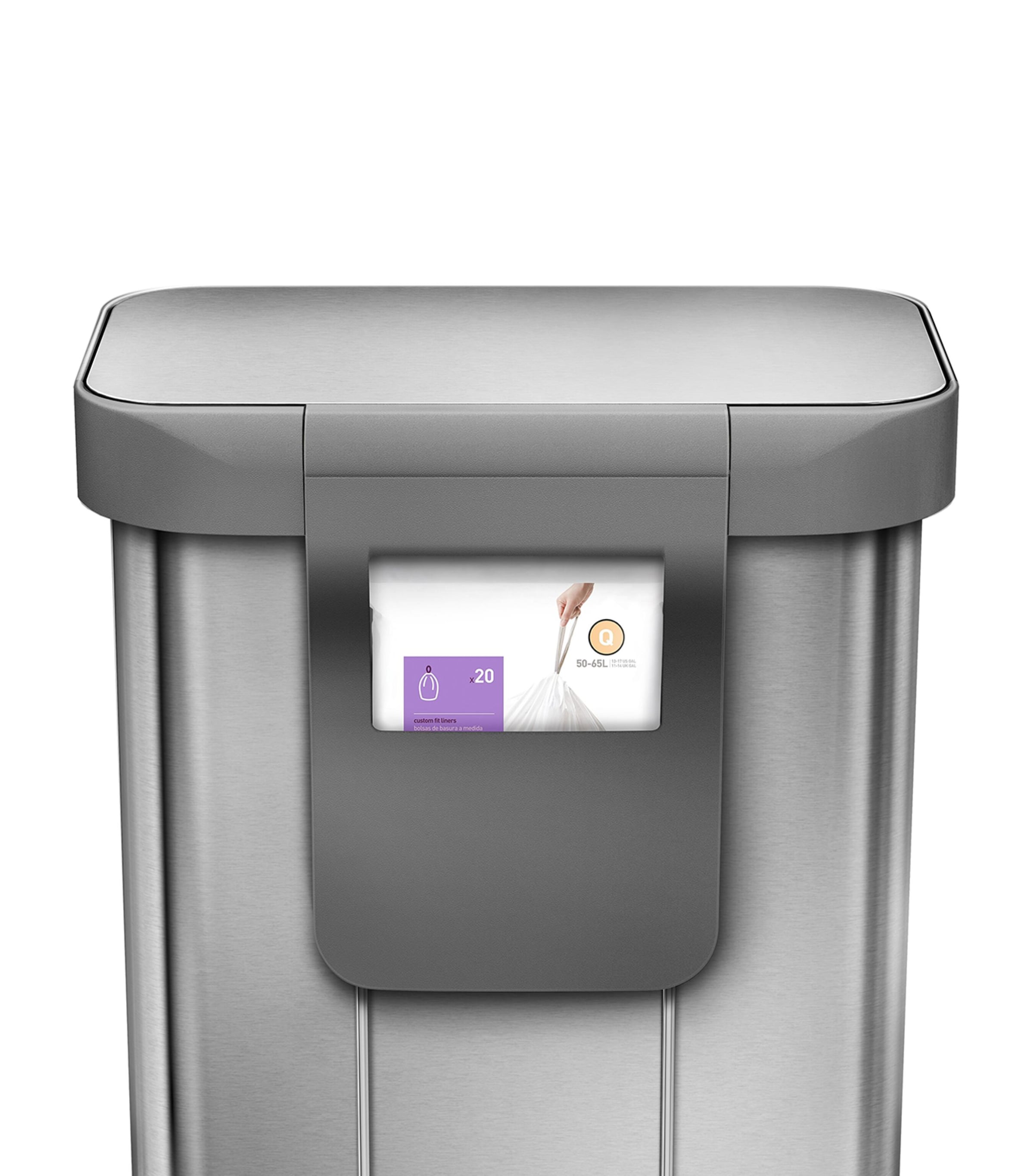 Simplehuman rectangular brushed steel pedal bin 55L - British product