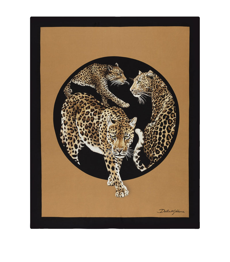 Dolce&Gabbana Casa silk-wool leopard throw 140cm x 180cm - British product