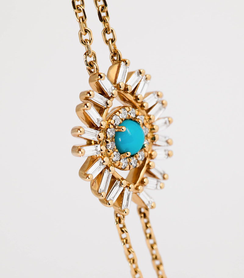 Suzanne Kalan evil eye bracelet yellow gold diamond turquoise, UK version