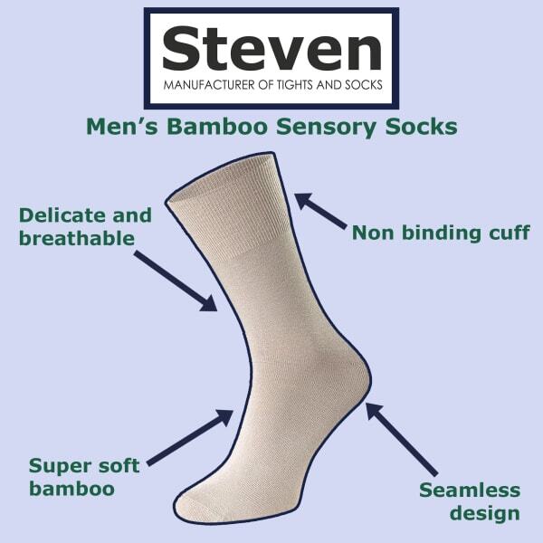 Steven men's bamboo sensory soft seamless socks, imported from the UK