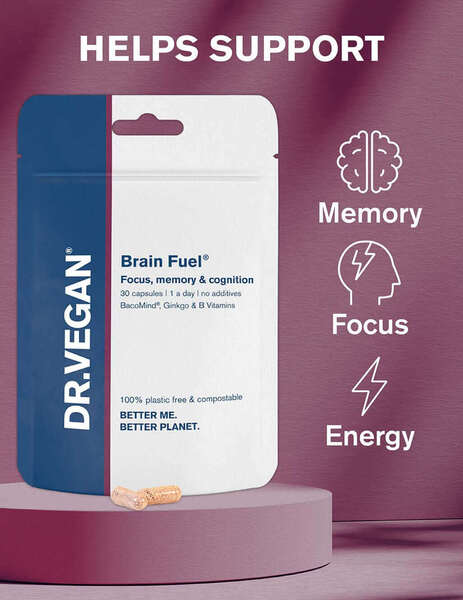 DR.VEGAN Brain Fuel supplement 30 capsules, UK version