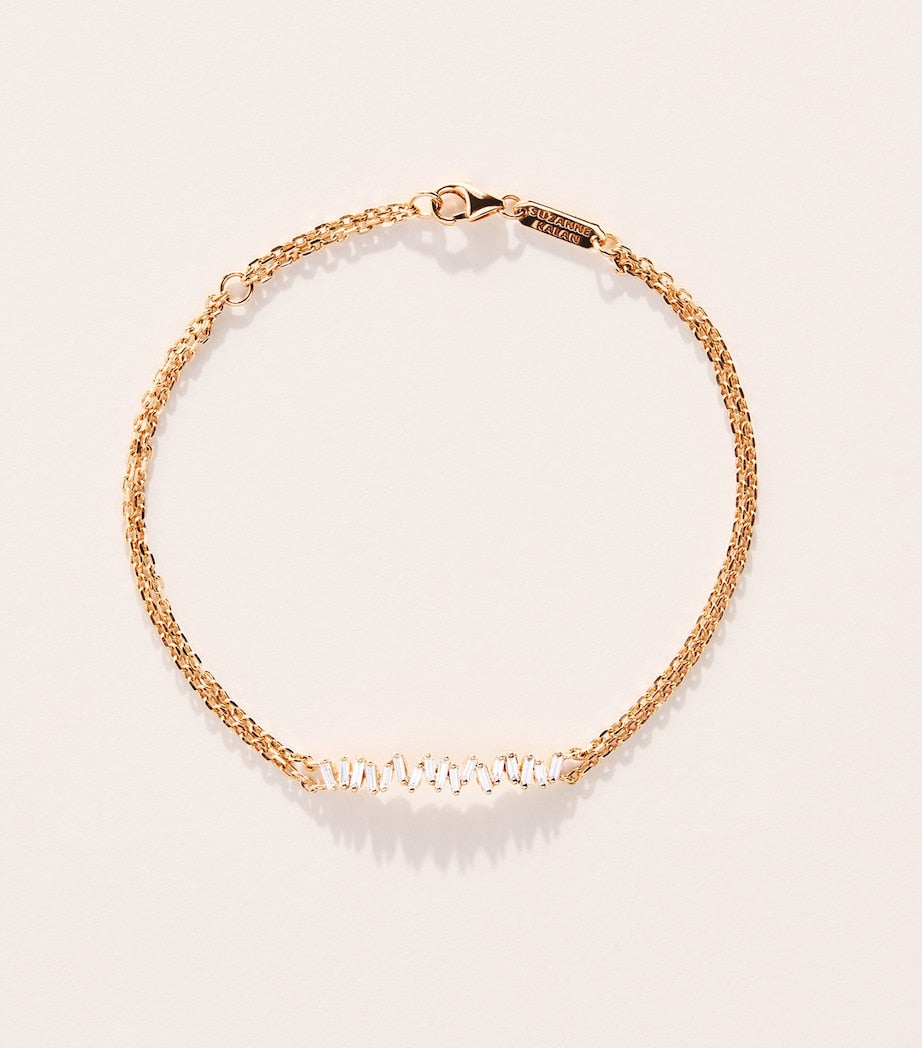 Suzanne Kalan rose gold diamond bar bracelet 18cm, UK version