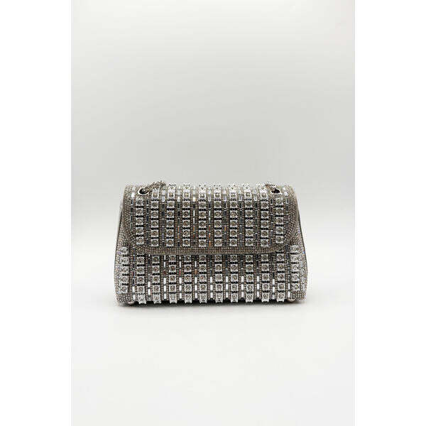 SVNX silver embellished clutch bag 21x14cm (British brand)