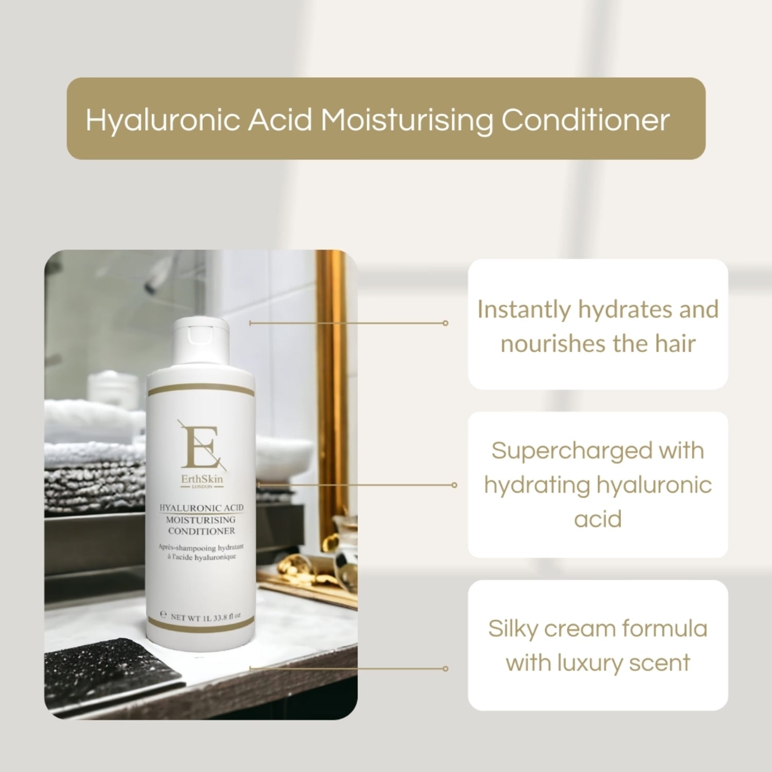 Erth Skin London hyaluronic acid moisturising conditioner 1L (British brand)