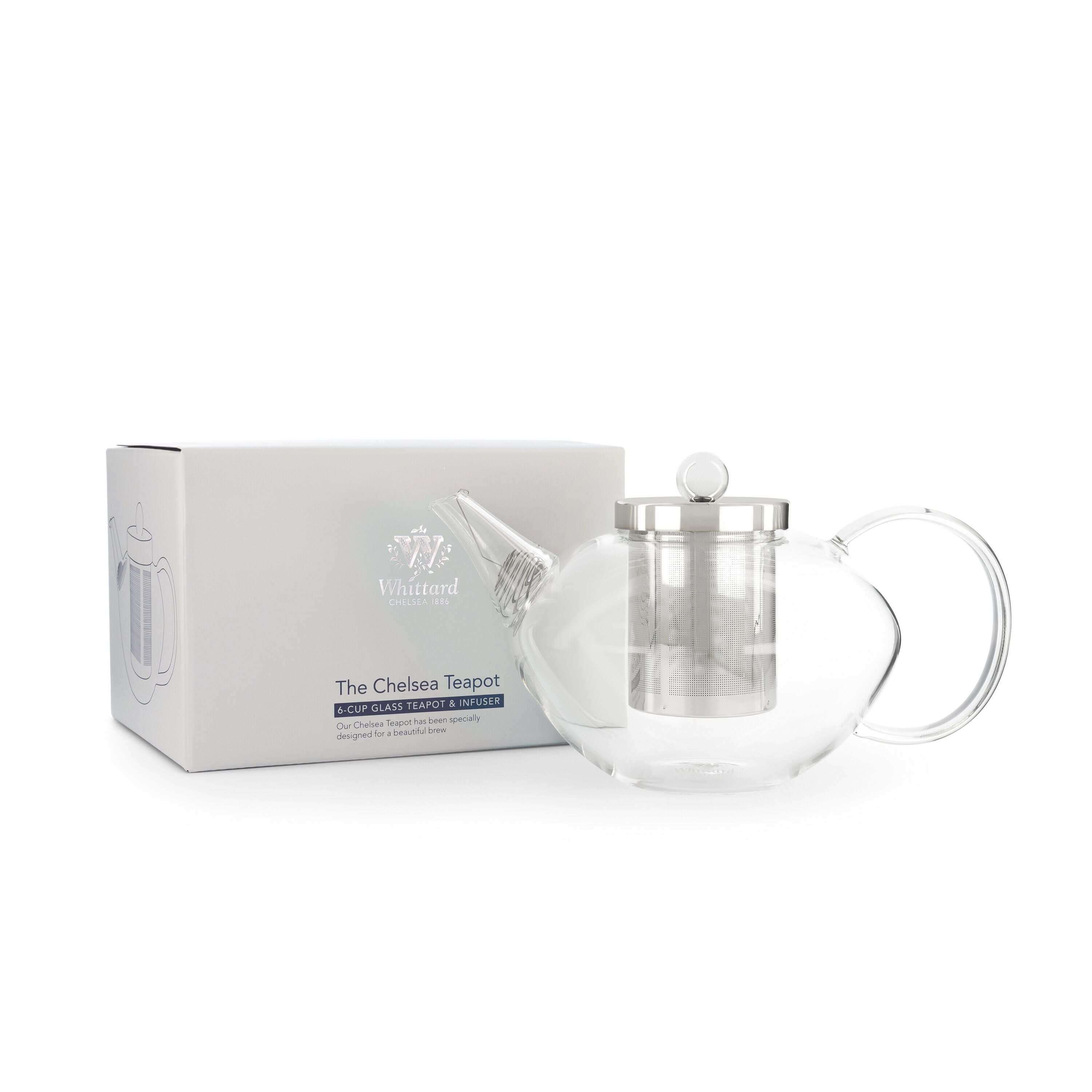 Whittard Chelsea glass teapot with infuser 1200ml (British brand)