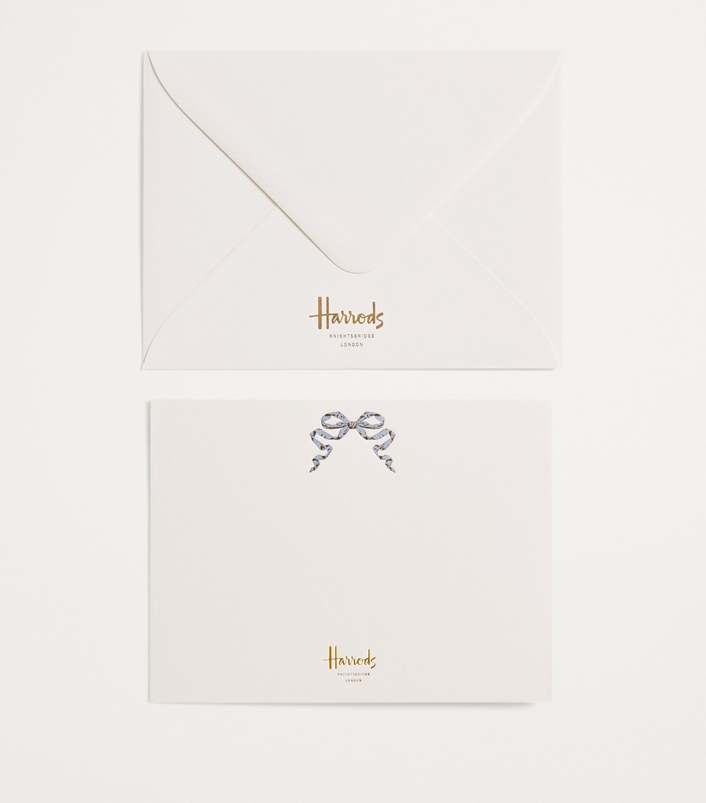 Harrods blue bow cards pack of 10, UK version