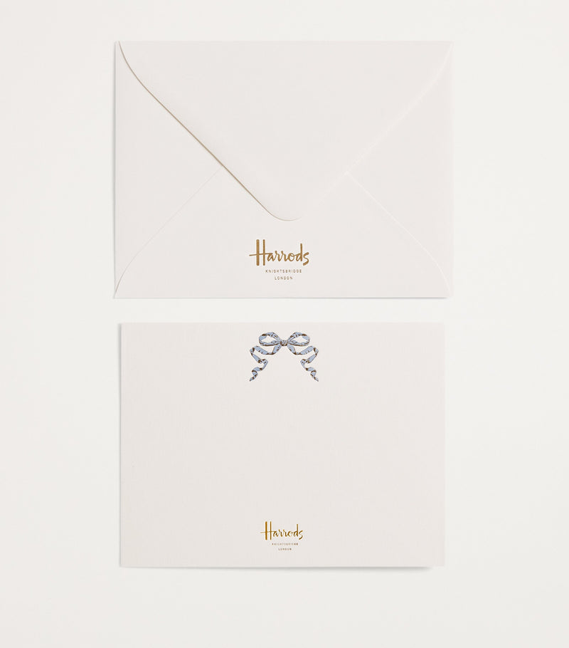Harrods blue bow cards pack of 10, UK version