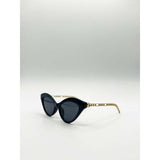 SVNX cat-eye sunglasses black with gold metal, imported from the UK