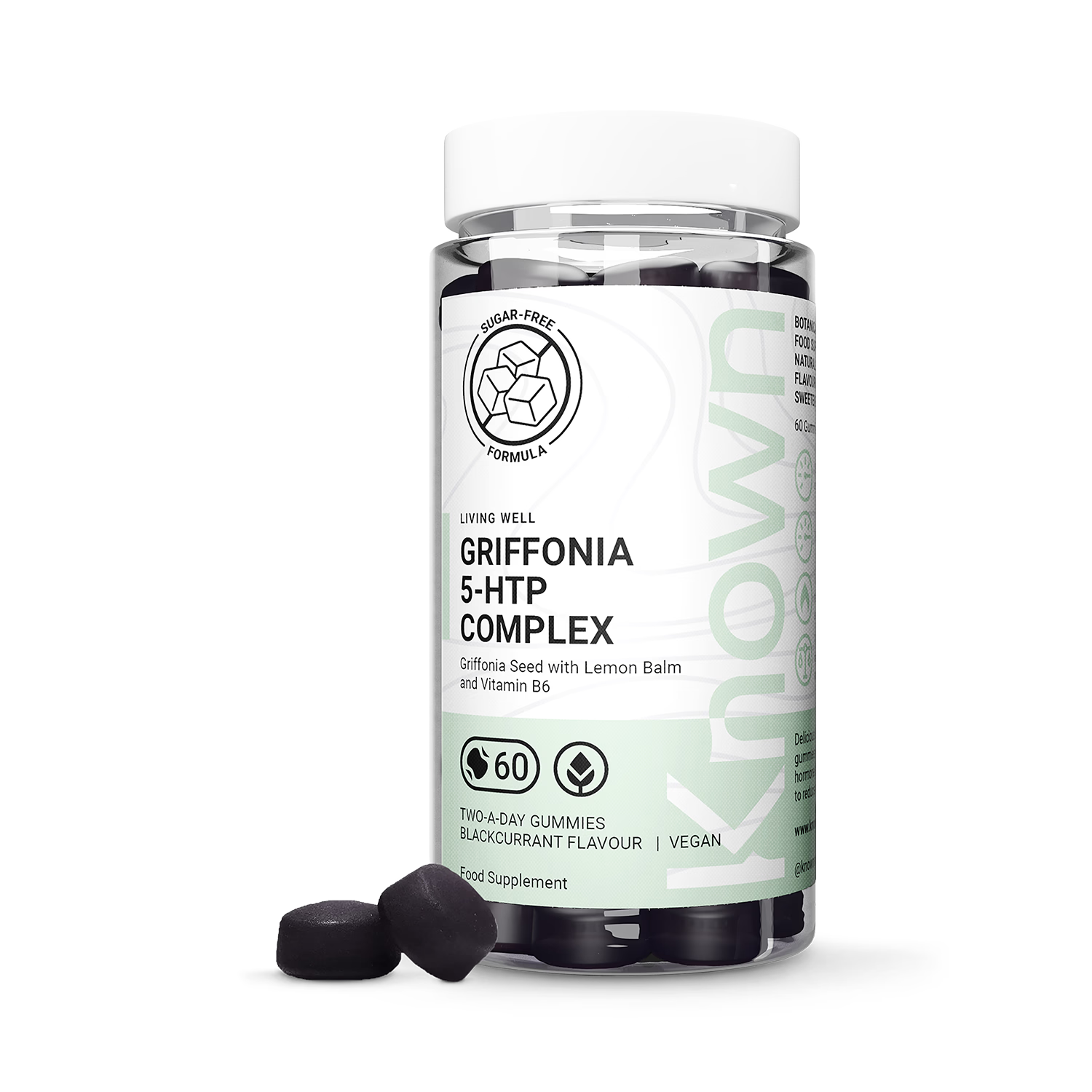 Known 5-HTP gummies blackcurrant flavour 60 gummies, UK version