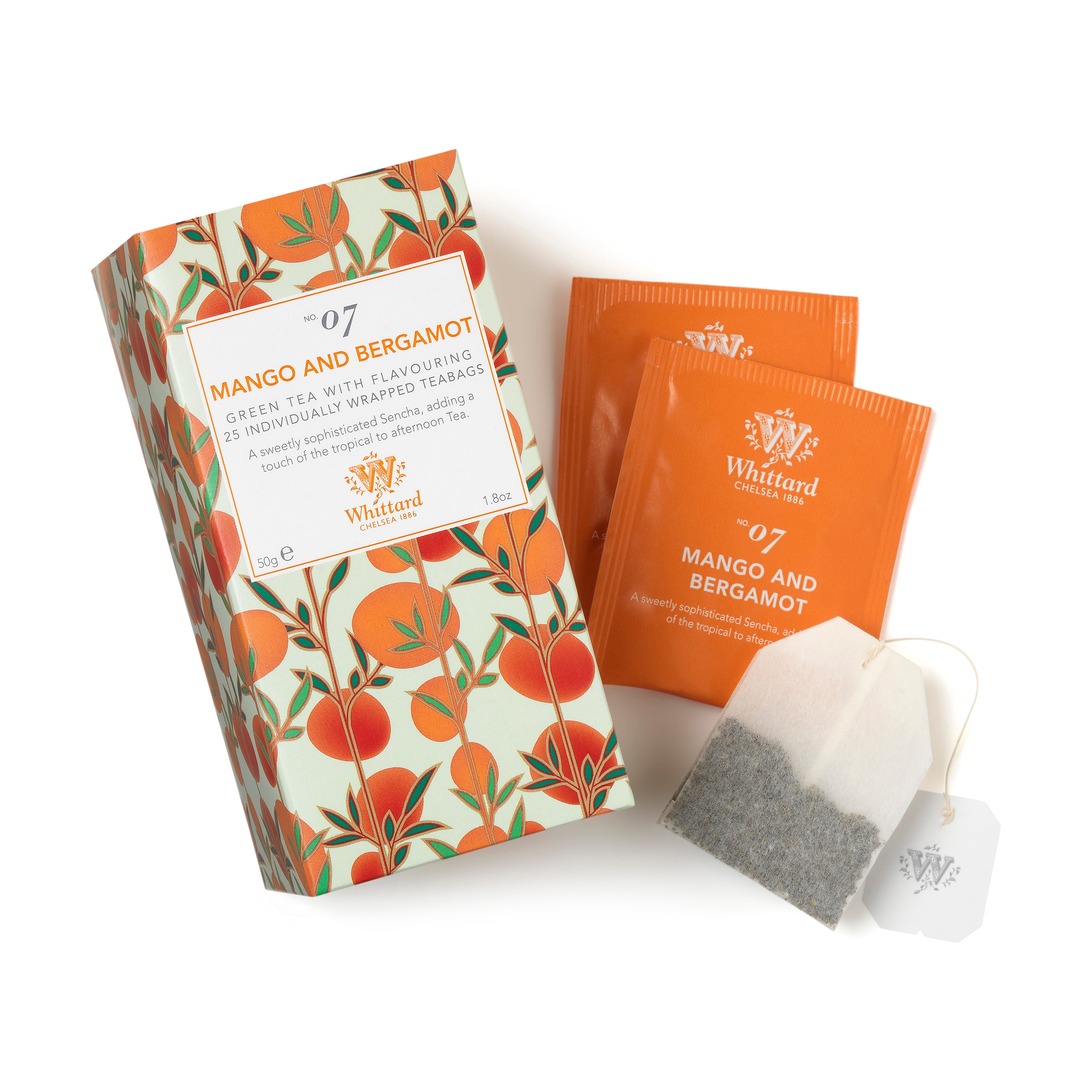 Tea Discoveries mango bergamot green tea 25 teabags, imported from the UK