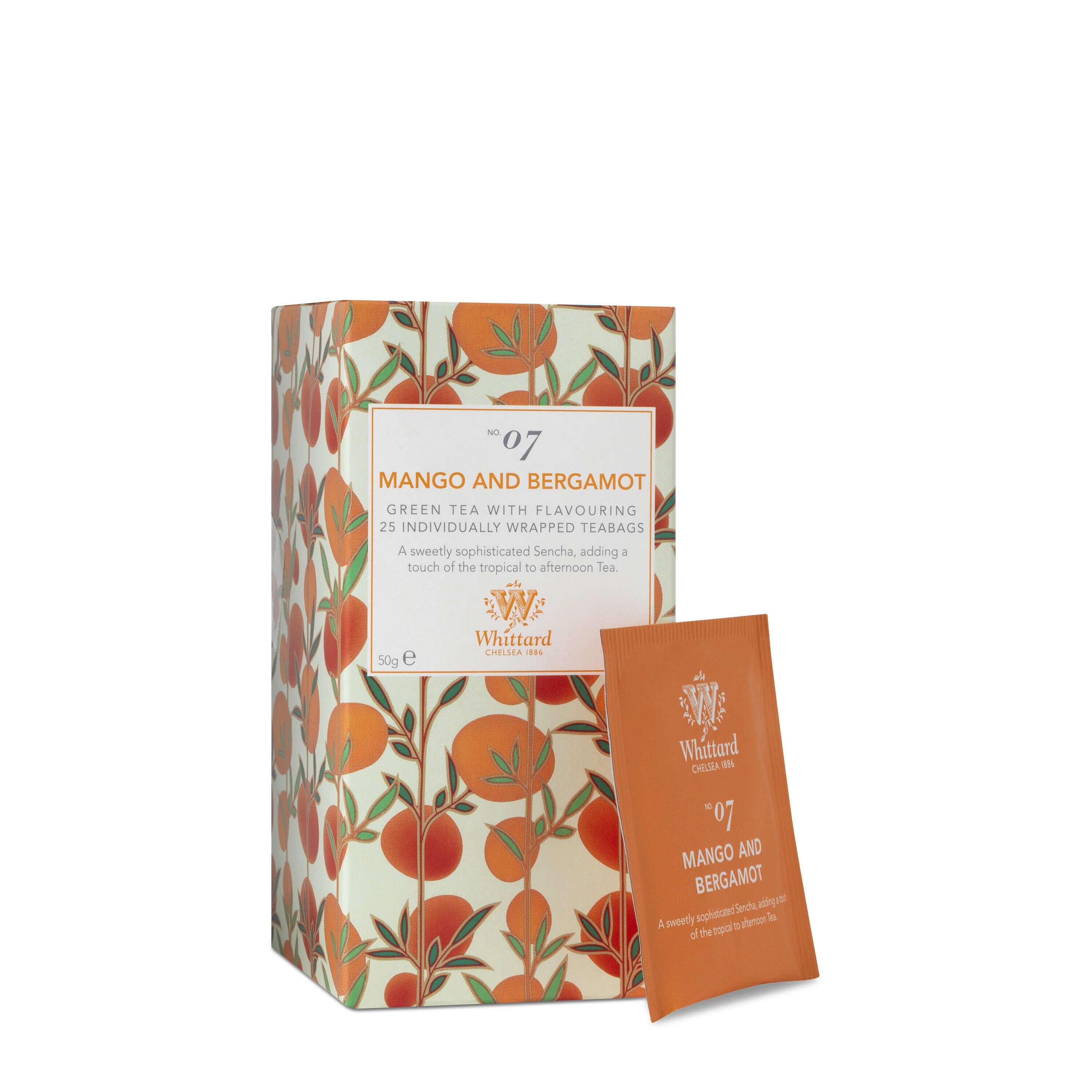 Tea Discoveries mango bergamot green tea 25 teabags, imported from the UK