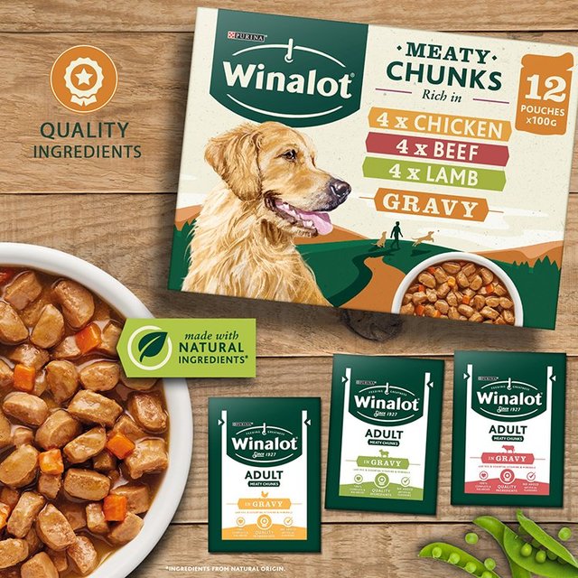 Winalot Meaty Chunks Mixed in Gravy Wet Dog Food   12 x 100g