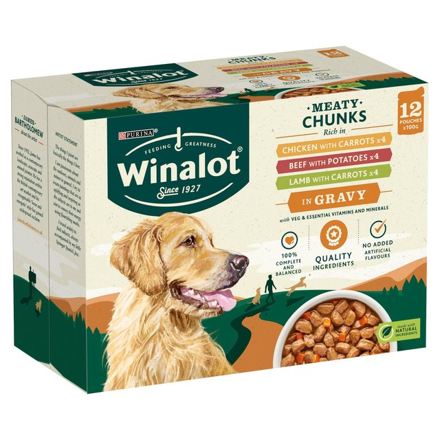 Winalot Meaty Chunks Mixed in Gravy Wet Dog Food   12 x 100g GOODS M&S   