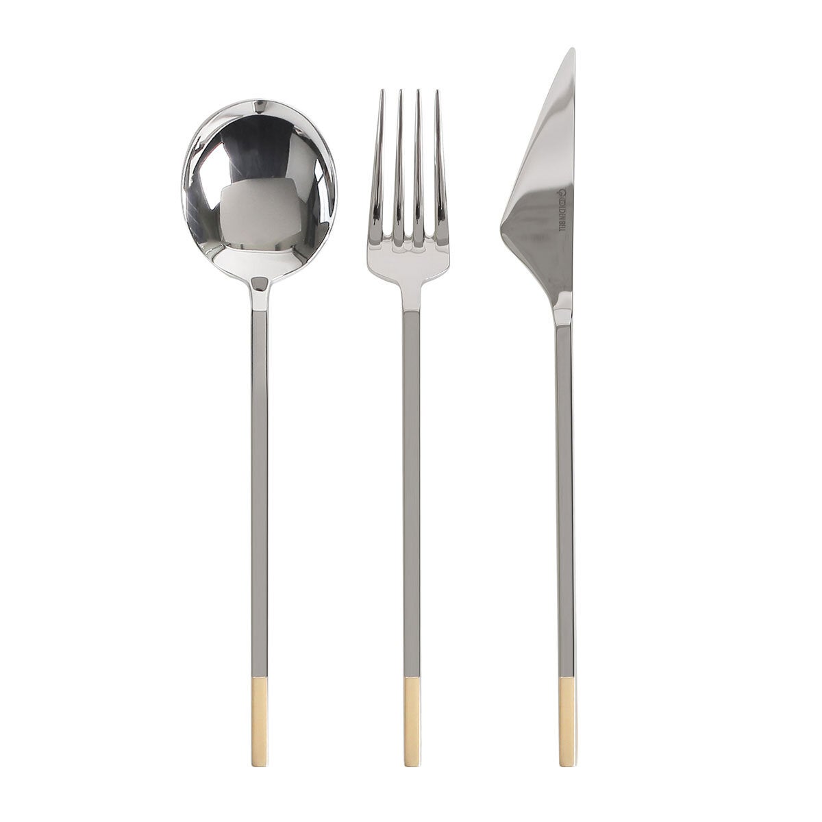 Golden Bell 18/10 stainless steel cutlery set 24 piece with gold accents - British product
