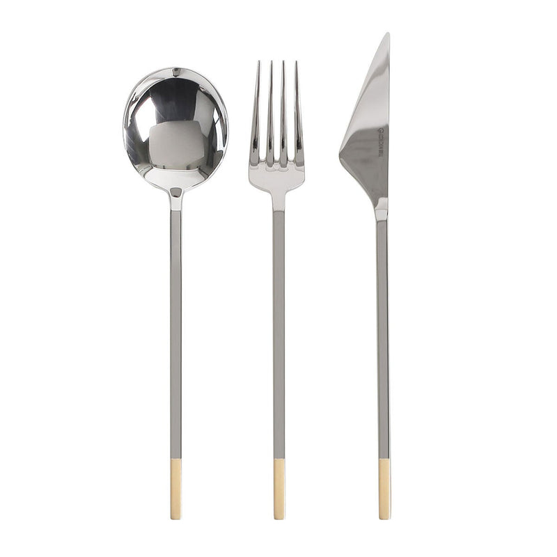 Golden Bell 18/10 stainless steel cutlery set 24 piece with gold accents - British product