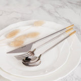 Golden Bell 18/10 stainless steel cutlery set 24 piece with gold accents - British product
