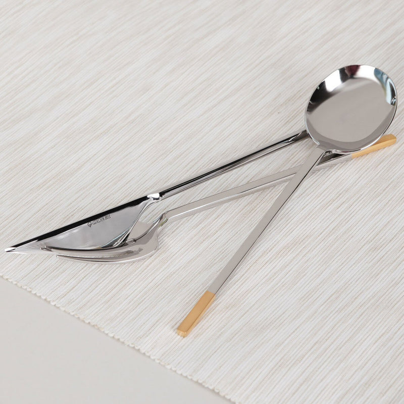 Golden Bell 18/10 stainless steel cutlery set 24 piece with gold accents - British product