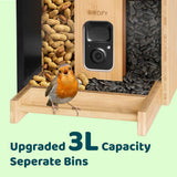 Birdfy bamboo bird feeder with solar panel and HD camera - British product