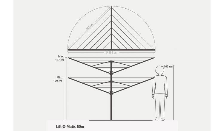Brabantia Lift-O-Matic washing line 60m - British product