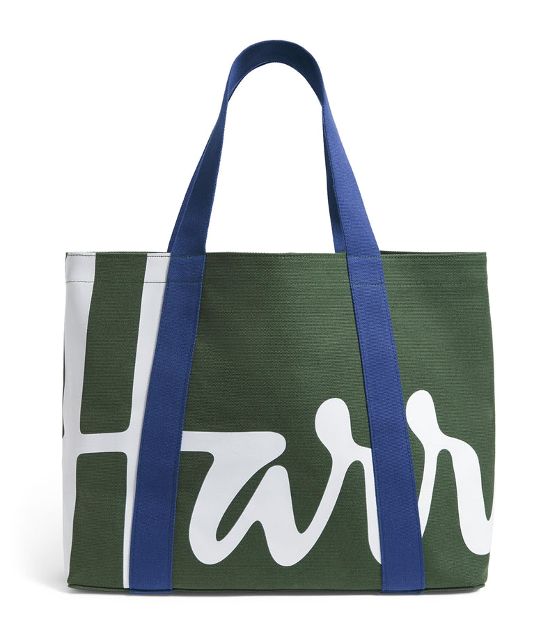 Harrods medium cotton tote bag with logo print, UK version