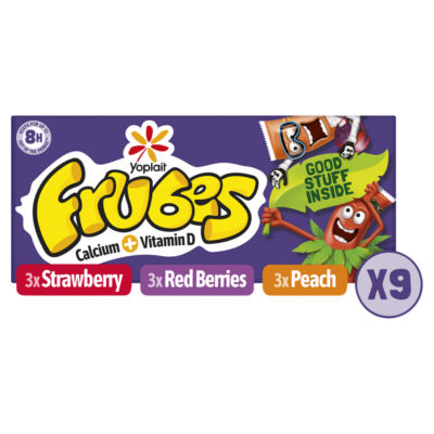 Frubes Kinder-Erdbeerjoghurt-Quetschbeutel 9 x 37 g – Britisches Produkt