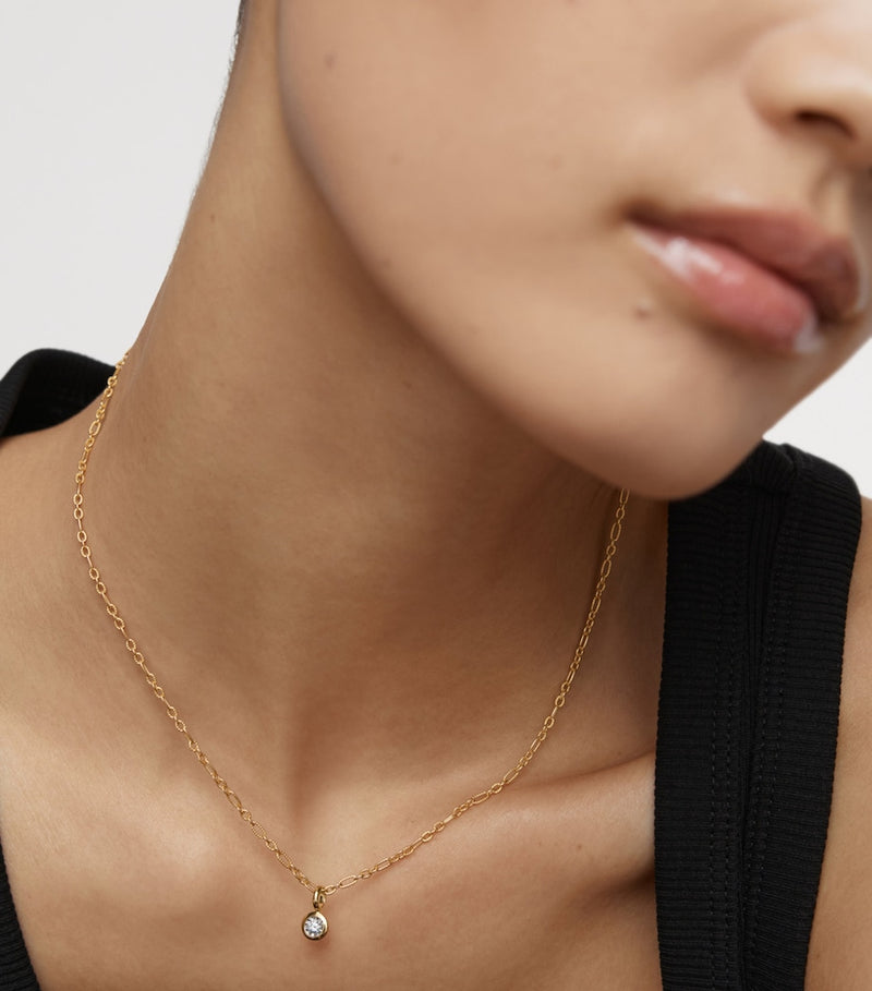 Monica Vinader gold vermeil solitaire charm with lab-grown diamond (British brand)