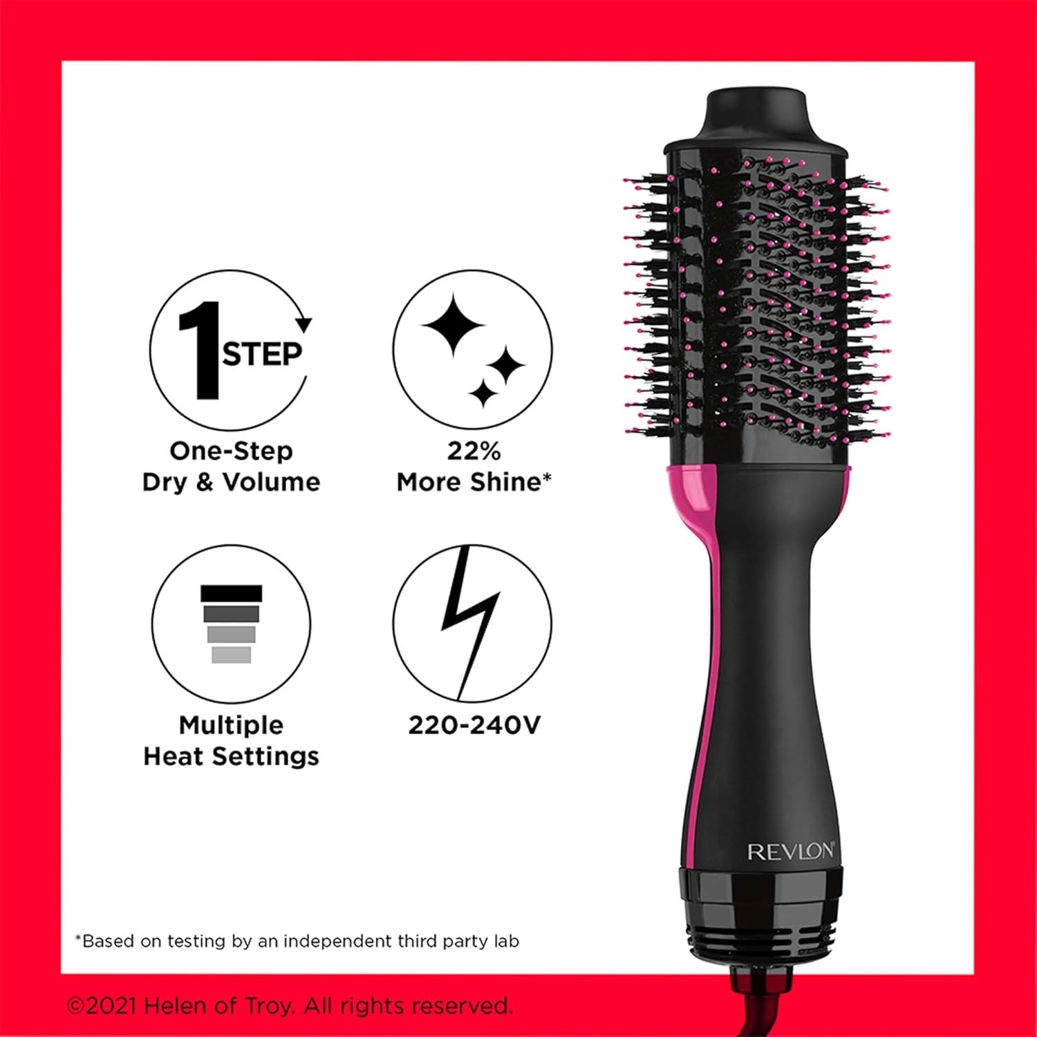 Revlon One Step Hair Dryer Black Pink, imported from the UK