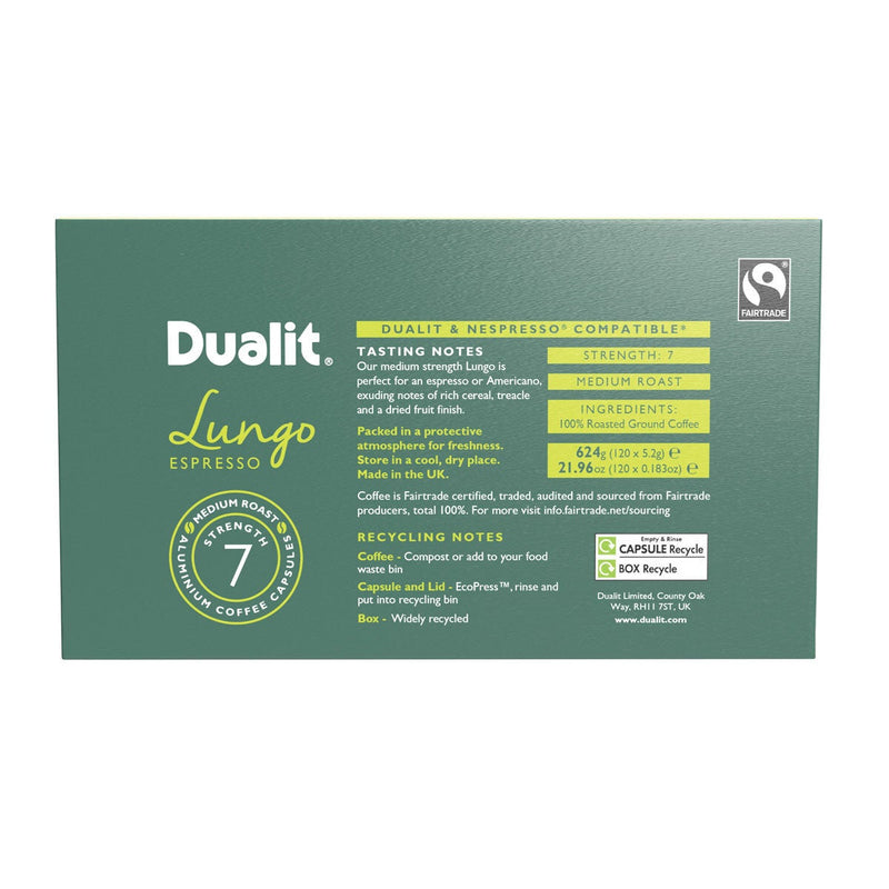 Dualit Lungo coffee capsules 120 pack - British product