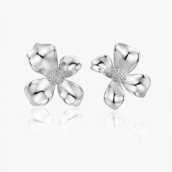 MUCHV silver gardenia flower earrings, UK version