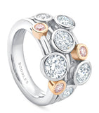 Boodles Raindance ring platinum rose gold diamonds, imported from the UK